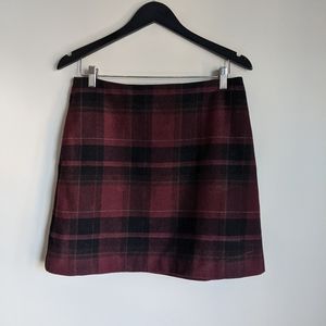 Uniqlo Red Plaid Wool Blend Skirt Size 10
